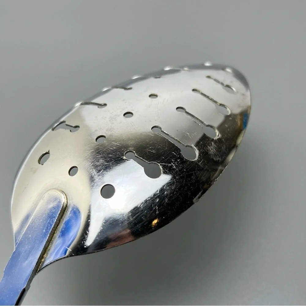 VTG EKCO Chromium Plated Stainless Spotted Spoon With White Handle MCM - Picture 11 of 13